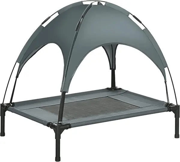Erhöhtes Hundebett mit Baldachin Outdoor Grau 76 x 61 x…