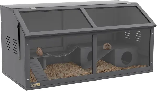 Hamsterkäfig aus Holz 100x80x60cm mit klappbarem Deckel…