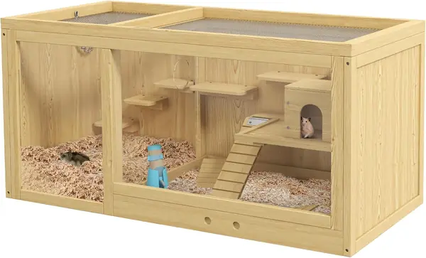 Hamsterkäfig aus Holz mit Klappdeckel Zubehör 100 x 50 x…