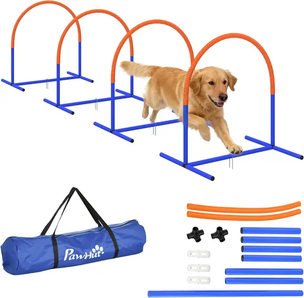 Hunde-Agility-Trainingsgeräte 4-Teilig Blau+Orange…