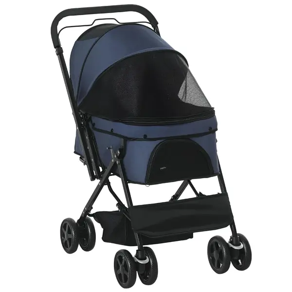 Hundebuggy für kleine Hunde und Katzen Blau 76,5 x 52 x…