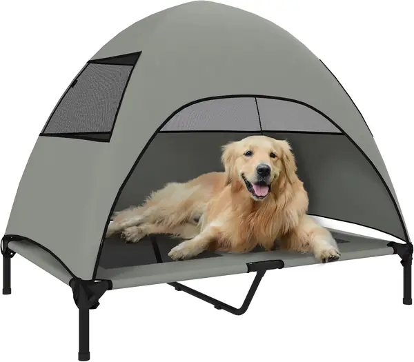 Hundeliege Outdoor mit Dach, Erhöhtes Hundebett für Große…