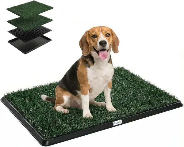 Hundetoilette 76 x 50,5 cm mit 2 Kunstrasen waschbar für…