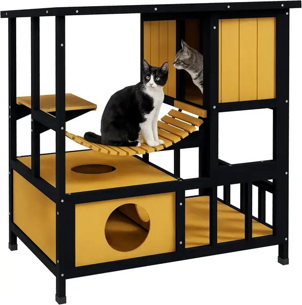 Katzenhaus aus Holz Wetterfest für 1-2 Katzen 84,5x60x88…
