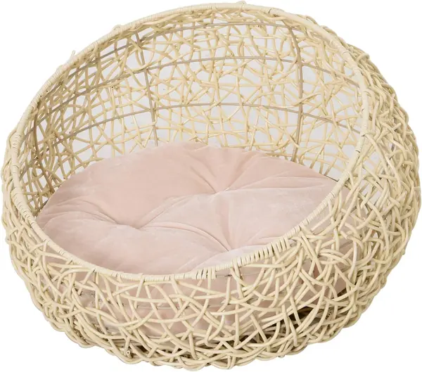 Rattan Katzenhöhle mit Kissen für Katzen Hunde Ø56 x 35…