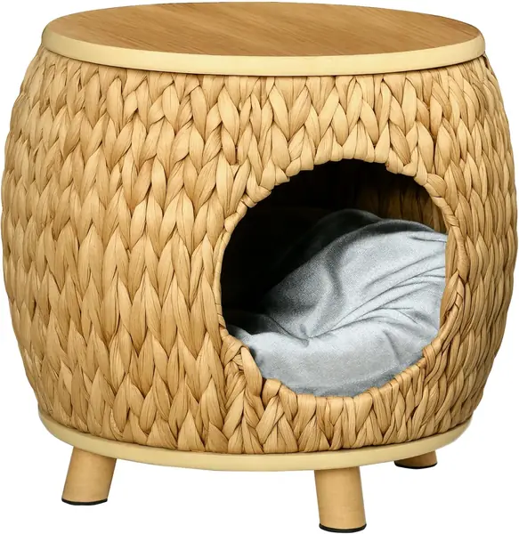 Rattan Katzenhöhle mit Kissen Katzenbett 44x43x42 cm…